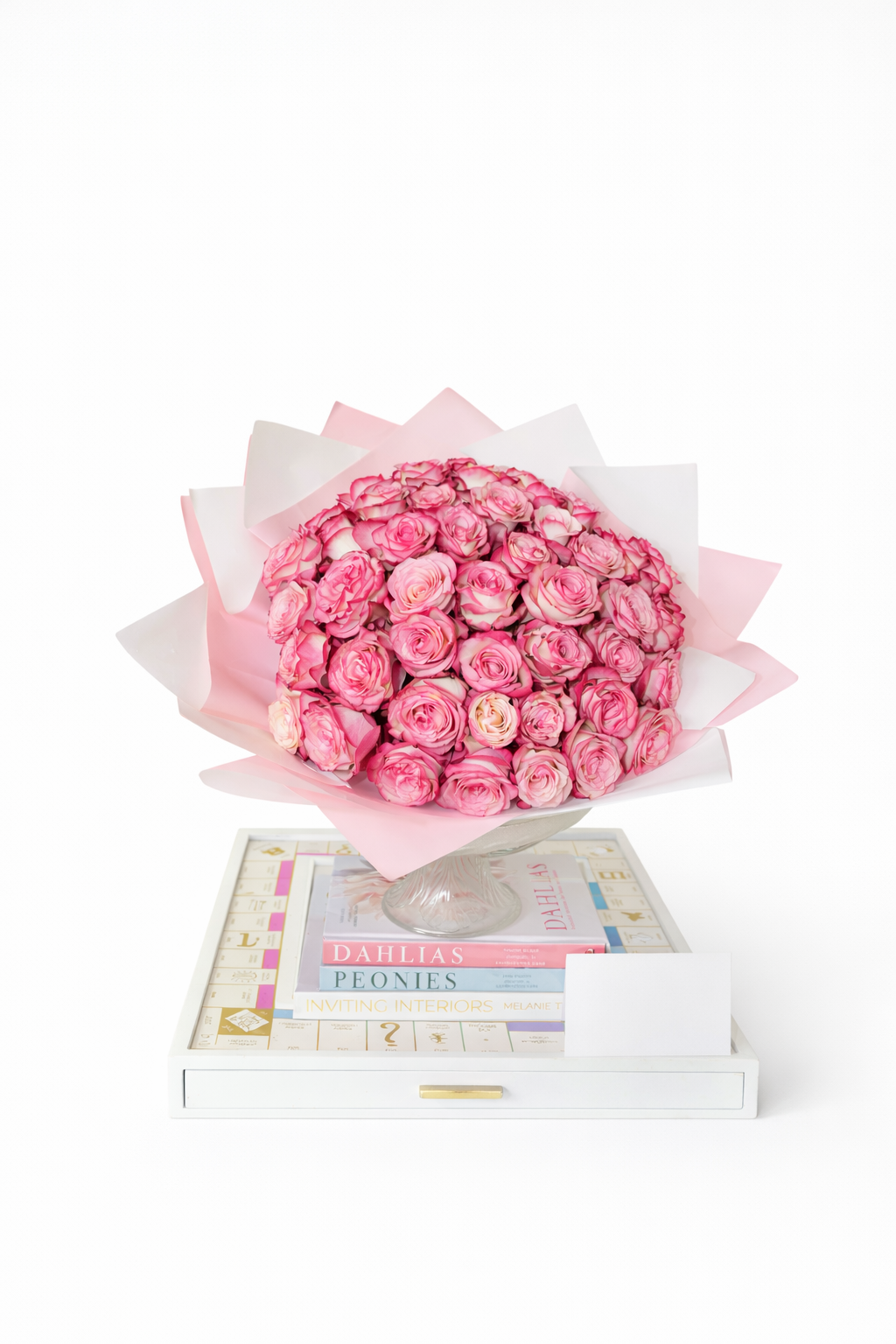 Bicolor White Pink Rose Bouquet