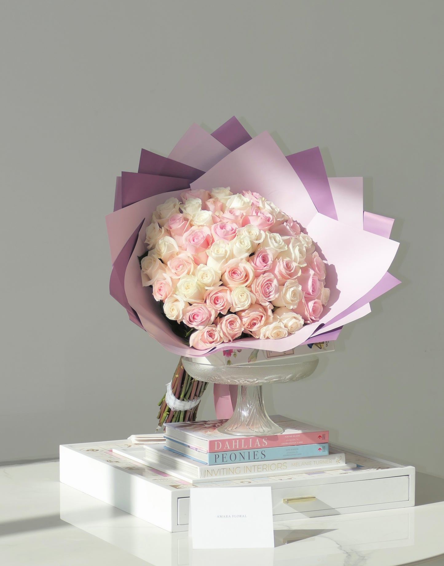 Duet White Pink Rose Bouquet