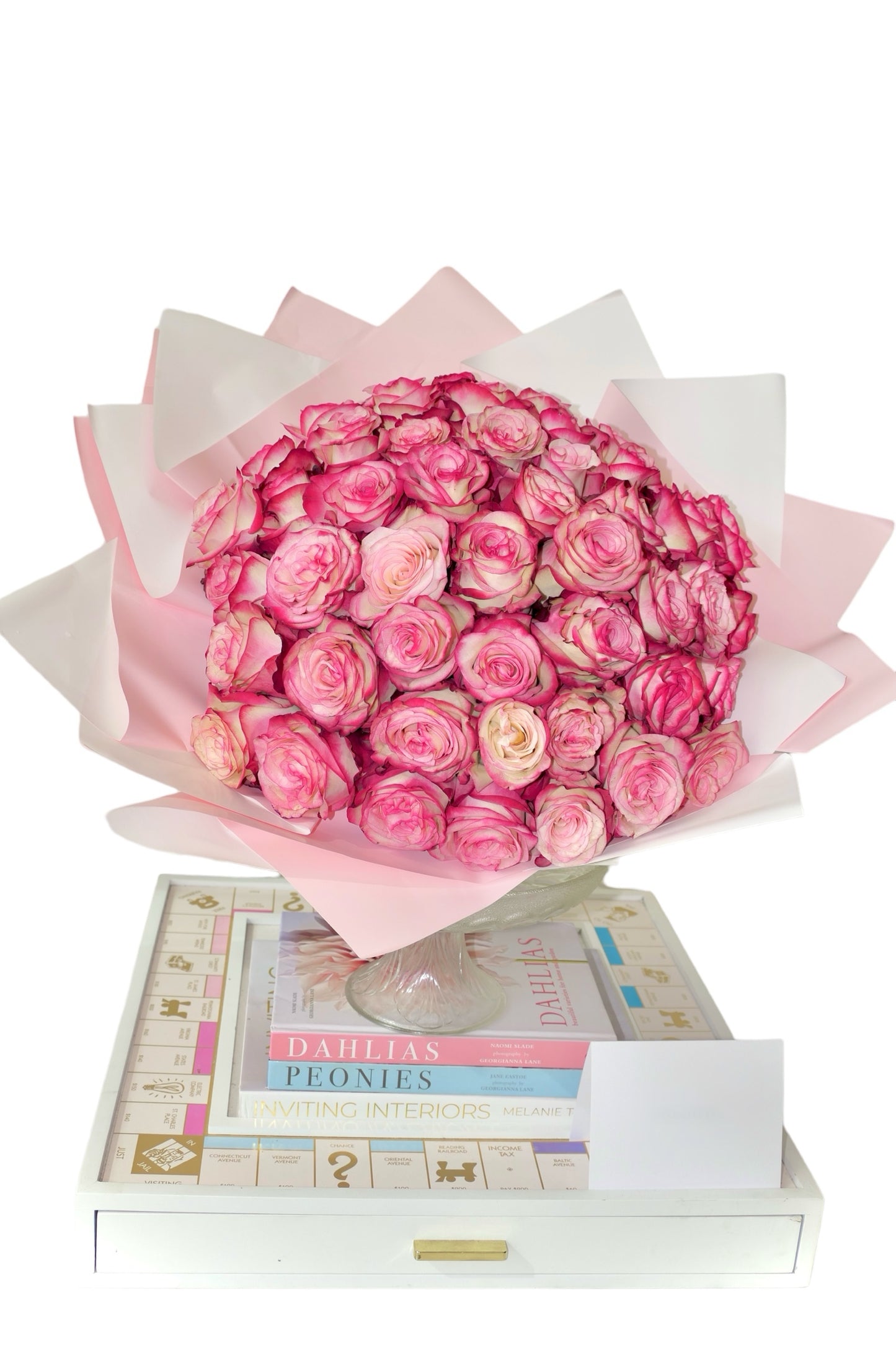 Bicolor White Pink Rose Bouquet