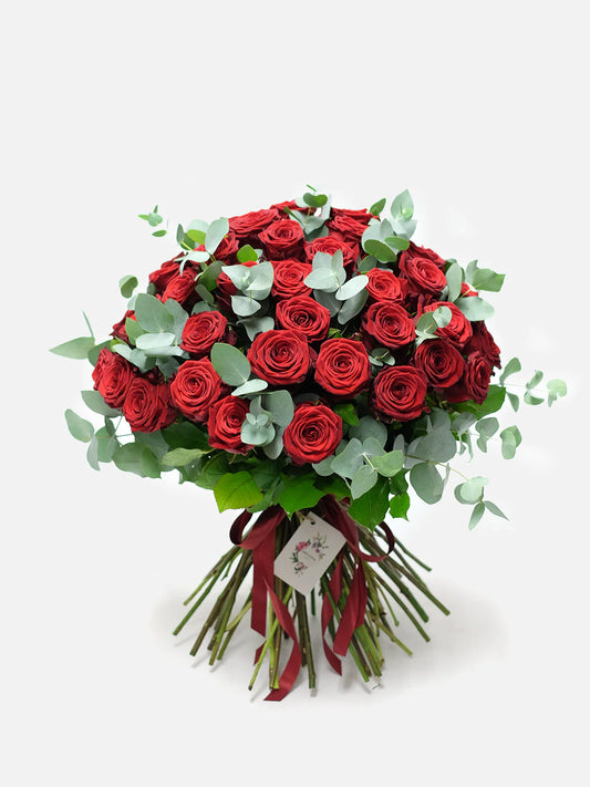 Red Rose Bouquet with Eucalyptus