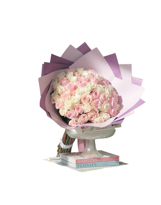 Duet White Pink Rose Bouquet