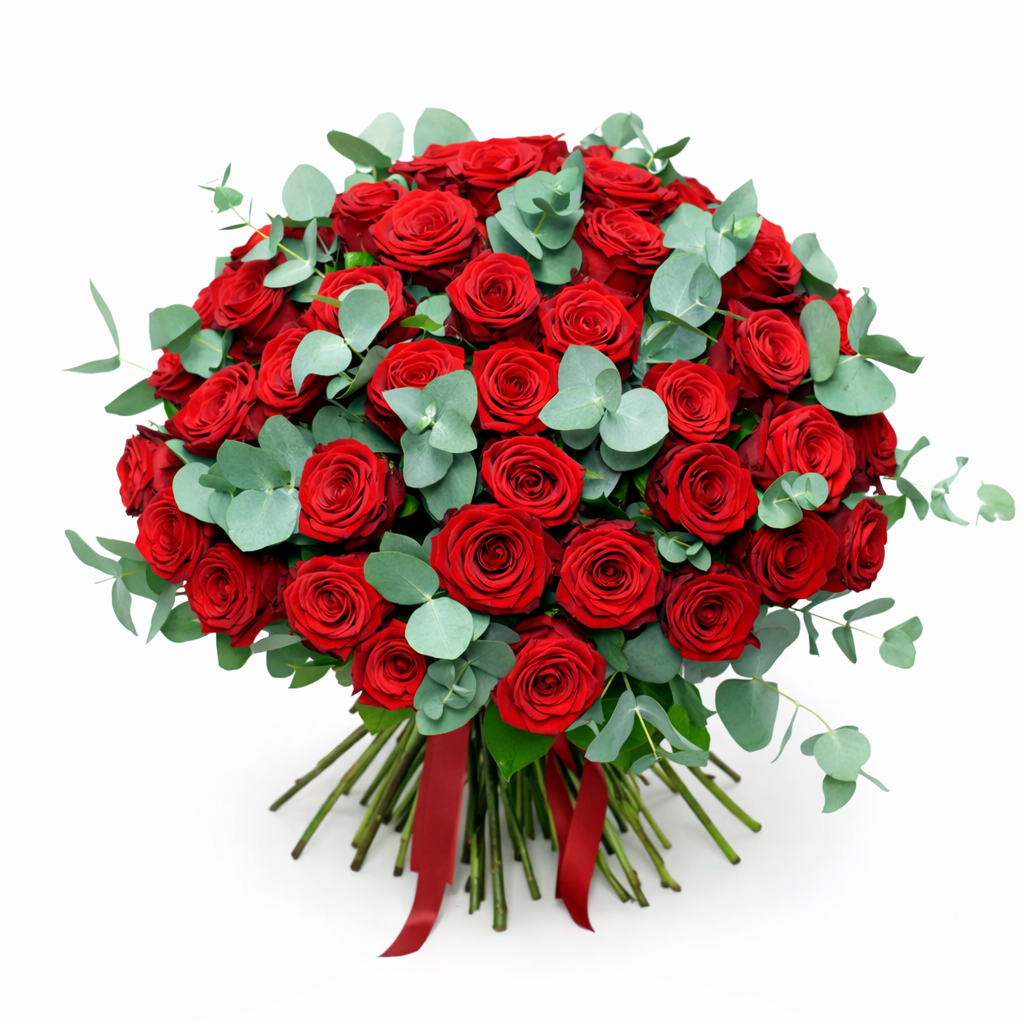 Red Rose Bouquet with Eucalyptus