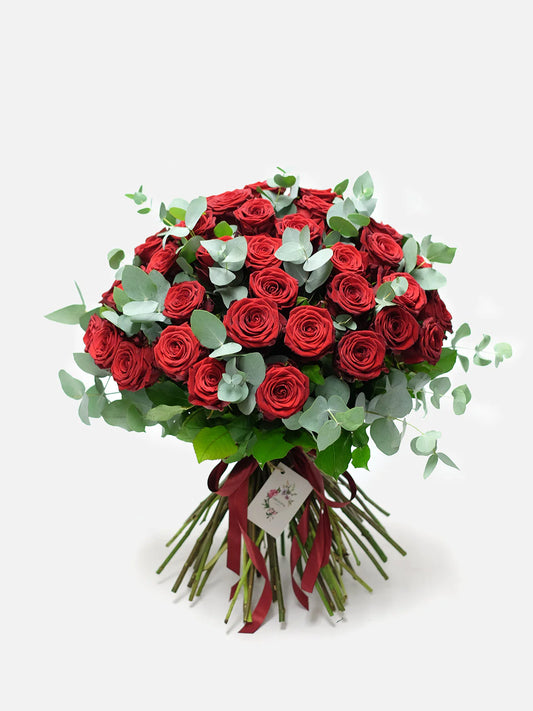 Red Rose Bouqet with Eucalyptus