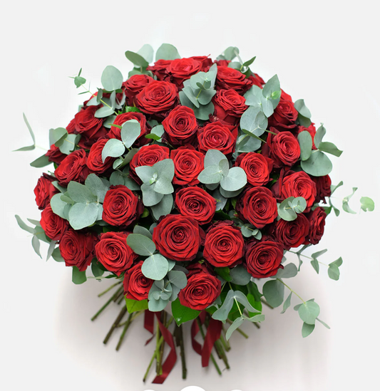 Red Rose Bouqet with Eucalyptus