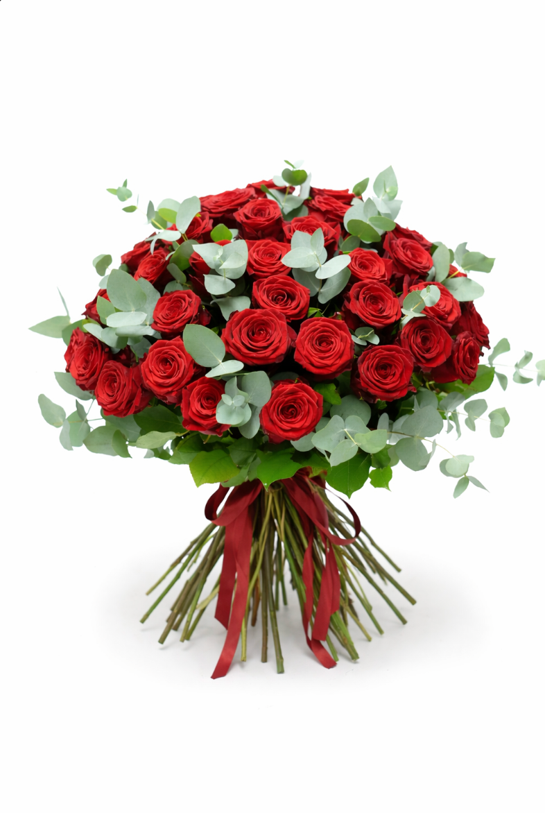 Red Rose Bouquet with Eucalyptus