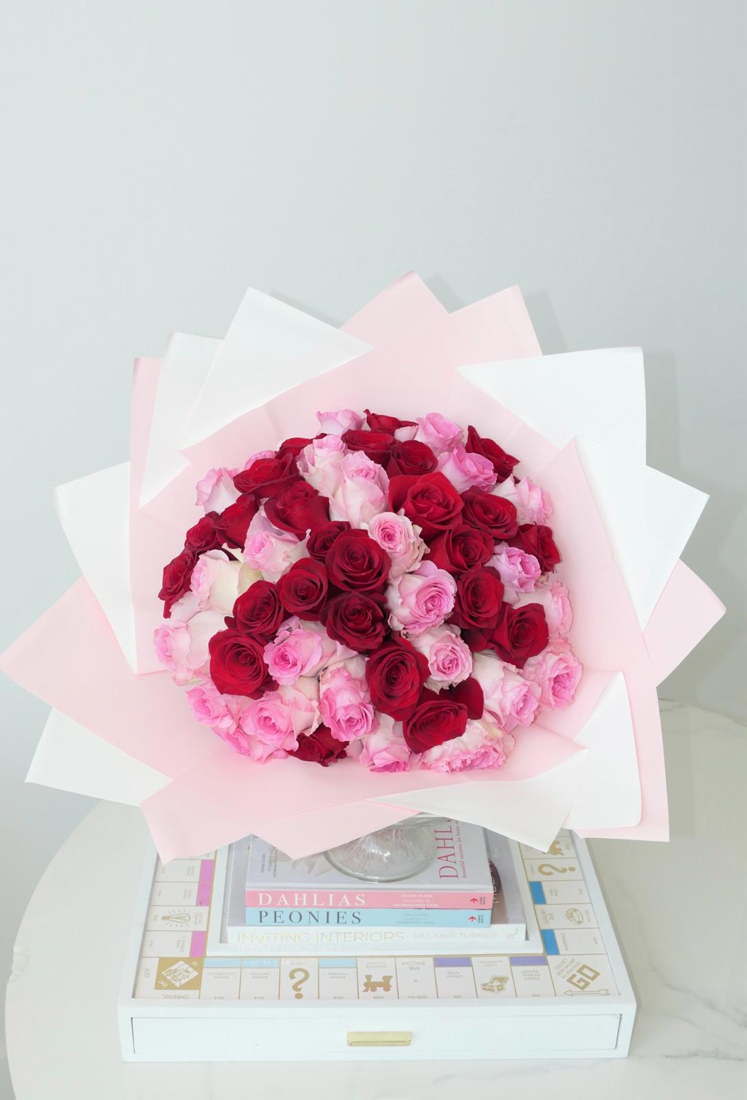 Duet Red Pink Rose Bouquet